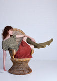 Long Rib Merino Wool Socks - Khaki