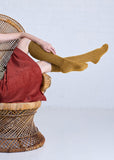 Long Rib Merino Wool Socks - Mustard