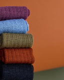 Long Rib Merino Wool Socks - Mauve