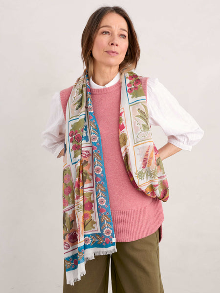 May Garland Scarf - Seed Pack Border Chalk