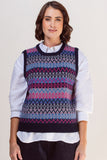 Merino Jacquard Vest - Navy/Pink/Silver