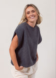 Moss Stitch Vest - Charcoal