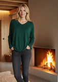 Nickie Merino/Cotton Oversized Vee - Emerald