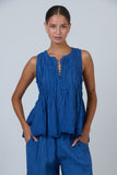 Crinkle Cotton Top - Cycladic