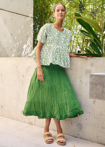 Crinkle Cotton Midi Skirt - Meadow