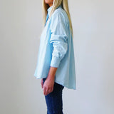 Riley Oversized Cotton Shirt - Blue