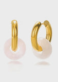 Astrid Hoop Earrings - Rose Quartz