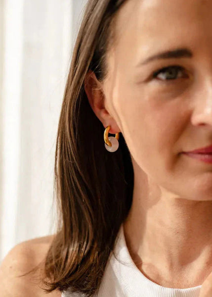 Astrid Hoop Earrings - Rose Quartz