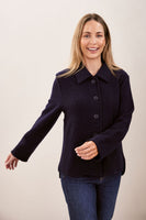 Boiled Wool Collared jacket - Navy