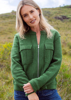 Boiled Wool Bomber Zip Jacket - Khaki