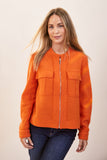 Boiled Wool Bomber Zip Jacket - Tango