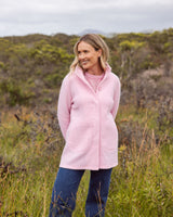 Boiled Wool Funnel Neck Coat - Blush