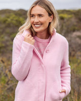 Boiled Wool Funnel Neck Coat - Blush