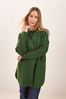 Fine Boiled Wool Ribbed Sleeve Coat - Khaki