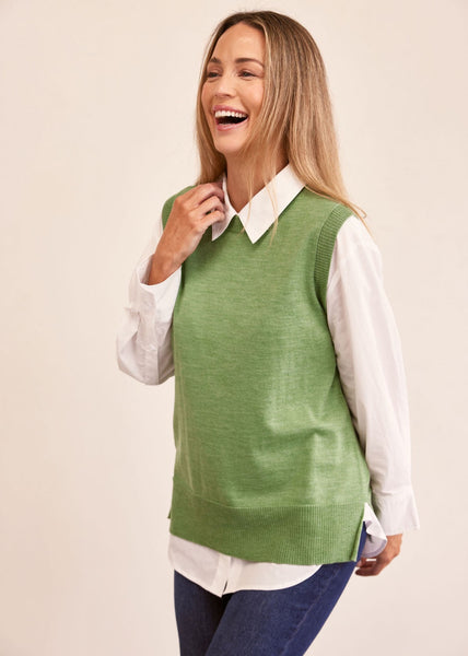 Merino Wool Knit Vest - Sage