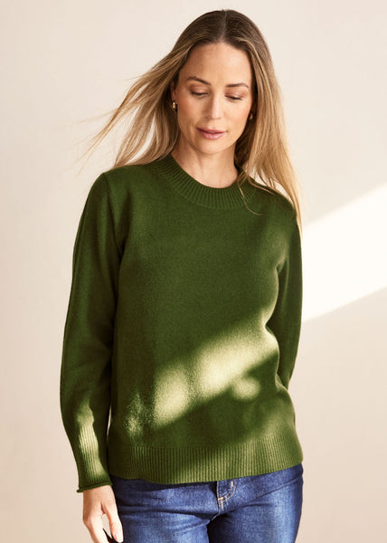 Luxe Merino Wool Crew Neck Sweater - Khaki