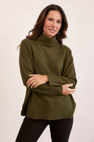 Luxe Merino Roll Neck Sweater - Khaki