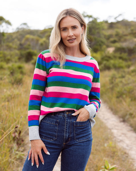 Wool Blend Multi Stripe Sweater - Bright