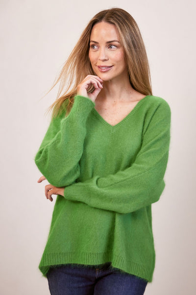 Angora Blend Dolman Sleeve Sweater - Apple