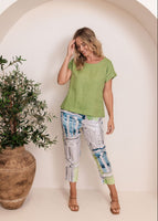 Linen 7/8 Flat Front Pants - Rome