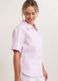 Linen Short Sleeve Shirt - Pink