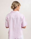 Linen Short Sleeve Shirt - Pink