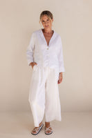 Linen Relaxed Blazer - White