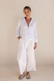 Linen Relaxed Blazer - White