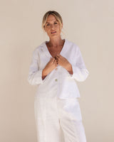 Linen Relaxed Blazer - White