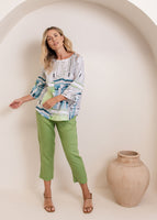 Linen 7/8 Flat Front Pants - Pistachio