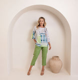 Linen 7/8 Flat Front Pants - Pistachio