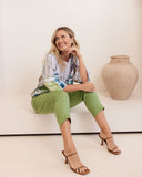 Linen 7/8 Flat Front Pants - Pistachio