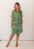 Linen V Neck Dress - Tokyo Streets