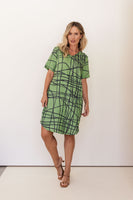 Linen V Neck Dress - Tokyo Streets