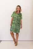 Linen V Neck Dress - Tokyo Streets