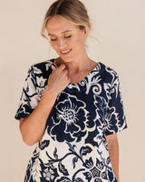 Linen Soft V Derss - Vine Navy