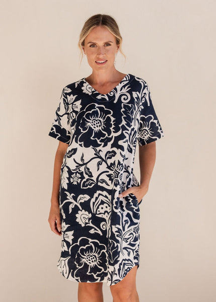 Linen Soft V Derss - Vine Navy