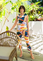7/8 Flat Front pants - Abstract