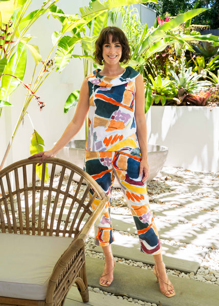 7/8 Flat Front pants - Abstract
