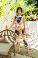 Cowl Neck Top - Abstract