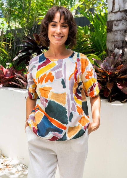 Cuff Sleeve Top - Abstract