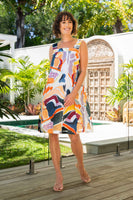 Square Neck 2 Pocket Dress - Abstract