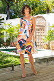 Square Neck 2 Pocket Dress - Abstract