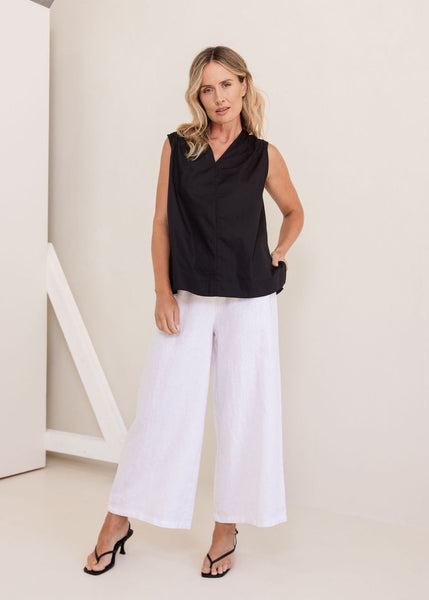 Linen Palazzo Pants - White