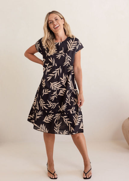 Cotton Tiered Dress - Leaf