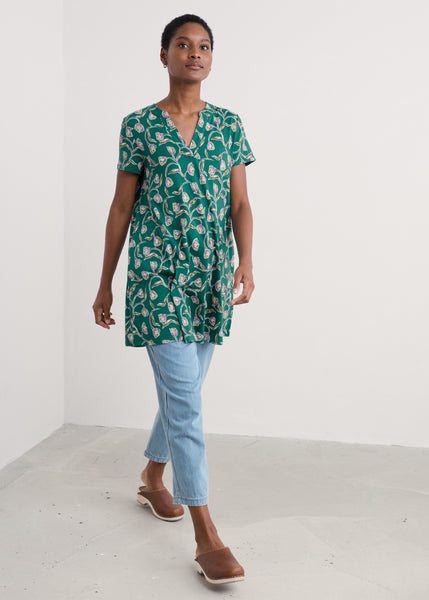 Wreathe Tunic - Ink Tulip Sea Teal