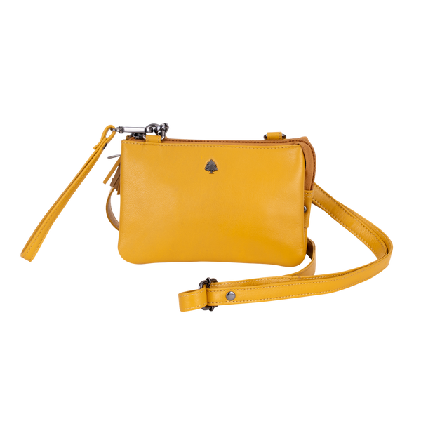 Leather Crossbody Purse - Yellow