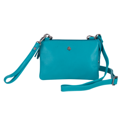 Leather Crossbody Purse - Turquoise