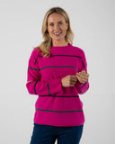 Merino Luxe Multi Stripe Sweater - Magenta