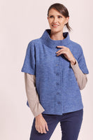 Button Through Boiled Wool Vest - Denim